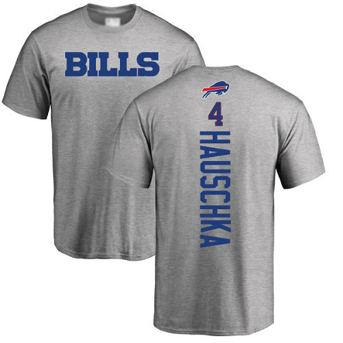 Men NFL Buffalo Bills #4 Stephen Hauschka Ash Backer T Shirt->nfl t-shirts->Sports Accessory